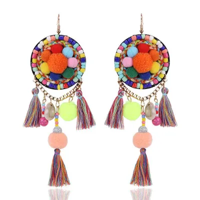 Girl Top Grade Handmade Ethnic Bohemia Colorful Creative Tassel Earrings
