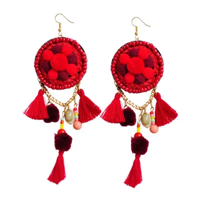 Girl Top Grade Handmade Ethnic Bohemia Colorful Creative Tassel Earrings