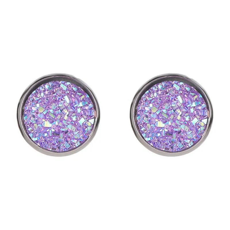 Creative Galaxy Design Colored Resin Beads Stainless Steel Stud Earrings Simple Round Women'S
