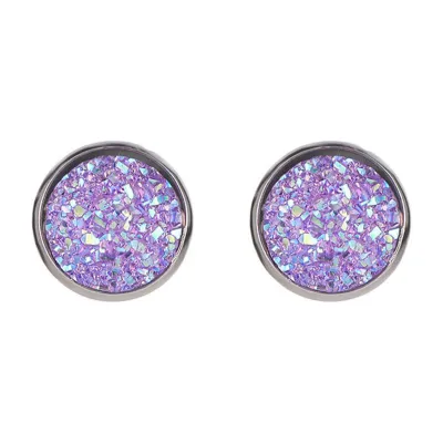 Creative Galaxy Design Colored Resin Beads Stainless Steel Stud Earrings Simple Round Women'S