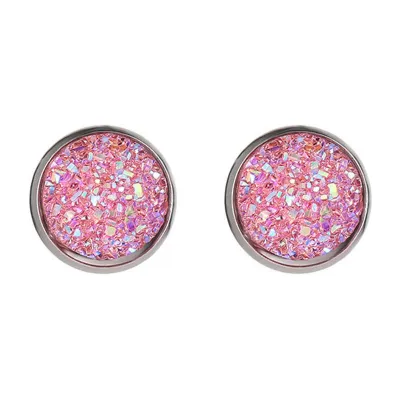Creative Galaxy Design Colored Resin Beads Stainless Steel Stud Earrings Simple Round Women'S