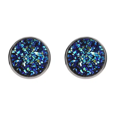 Creative Galaxy Design Colored Resin Beads Stainless Steel Stud Earrings Simple Round Women'S