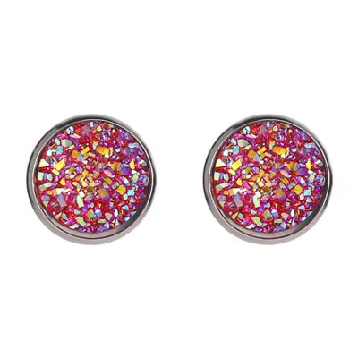 Creative Galaxy Design Colored Resin Beads Stainless Steel Stud Earrings Simple Round Women'S
