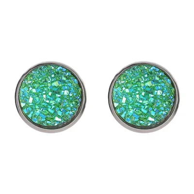 Creative Galaxy Design Colored Resin Beads Stainless Steel Stud Earrings Simple Round Women'S