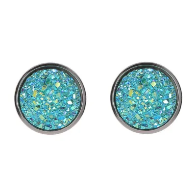 Creative Galaxy Design Colored Resin Beads Stainless Steel Stud Earrings Simple Round Women'S