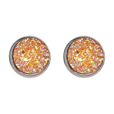 Creative Galaxy Design Colored Resin Beads Stainless Steel Stud Earrings Simple Round Women'S
