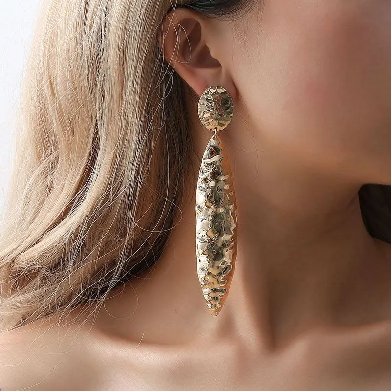 Fashion Women Exaggerated Geometry Pattern Irregular Metal Earrings