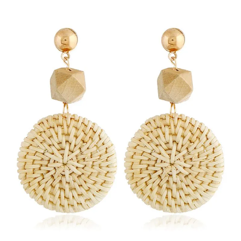 Women's Unique Design Fashion Nature Style Wooden Beads Drop Earrings