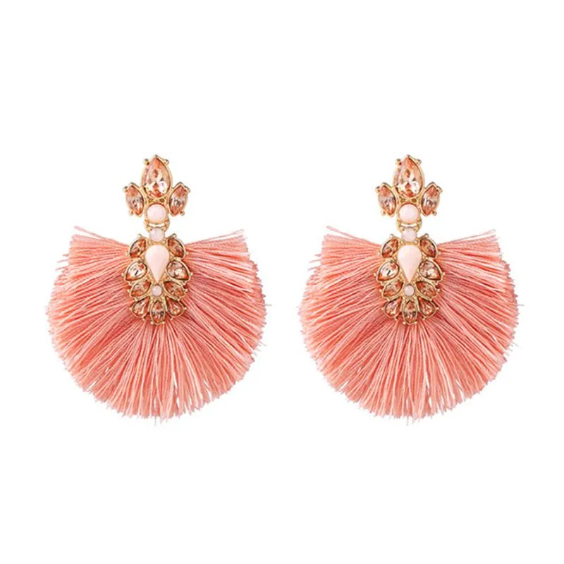 Bohemian Tassel Earrings for Women Vacation Style Fashion Jewelry Alloy Cotton