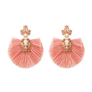 Bohemian Tassel Earrings for Women Vacation Style Fashion Jewelry Alloy Cotton