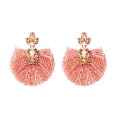 Bohemian Tassel Earrings for Women Vacation Style Fashion Jewelry Alloy Cotton