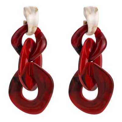 Fashion Bright Color Women Multilayer Acrylic Exaggerated Dangle Earrings