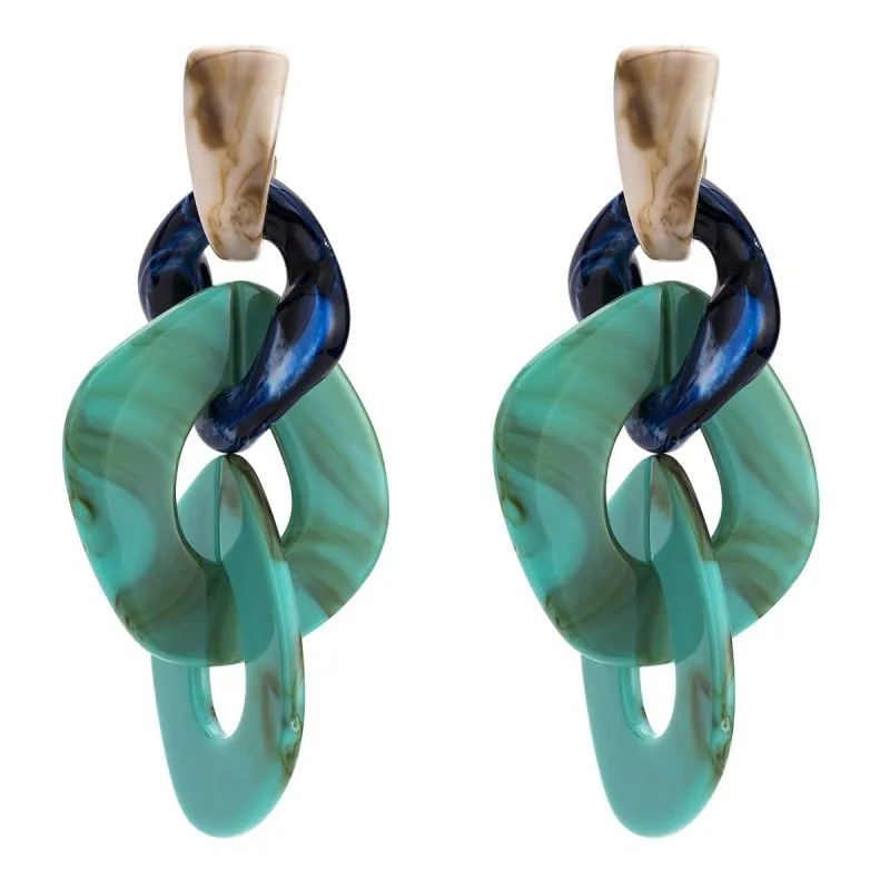 Fashion Bright Color Women Multilayer Acrylic Exaggerated Dangle Earrings
