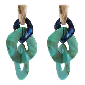 Fashion Bright Color Women Multilayer Acrylic Exaggerated Dangle Earrings