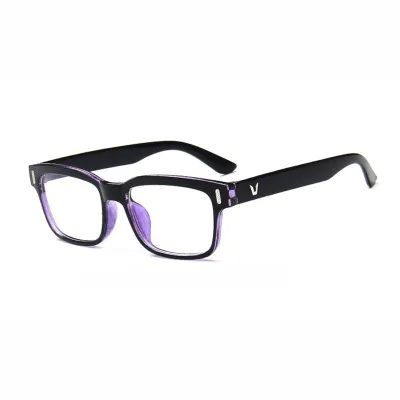 New Style Vintage Square Metal Frame Blue Lens Unisex Glasses Eyewear