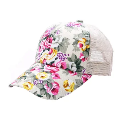 Fashionable Brand Floral Printed Sun Protection Mesh Baseball Cap