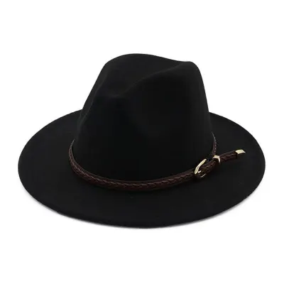 Fashion Woolen Flat Brim Men Top Hat