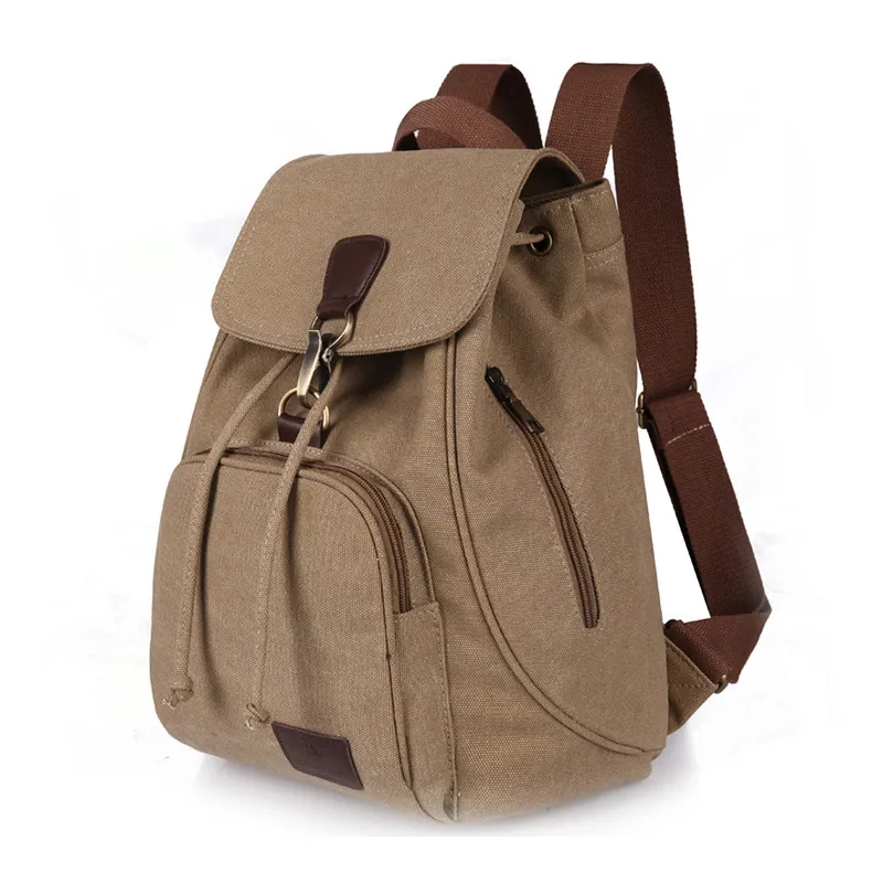 Vintage Canvas Women's Side Zipper Pockets College Style Smart Foldable Backpack