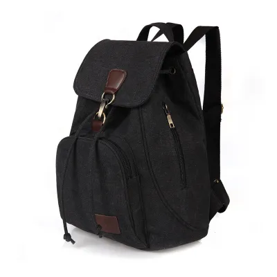 Vintage Canvas Women's Side Zipper Pockets College Style Smart Foldable Backpack