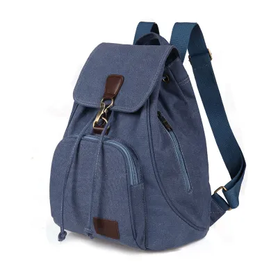 Vintage Canvas Women's Side Zipper Pockets College Style Smart Foldable Backpack