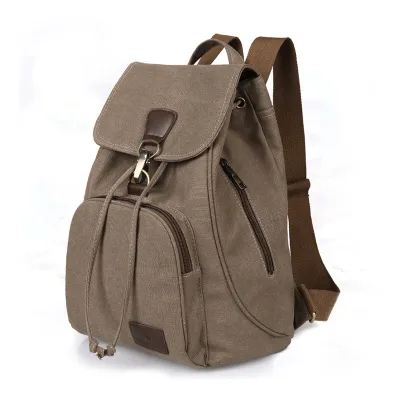 Vintage Canvas Women's Side Zipper Pockets College Style Smart Foldable Backpack