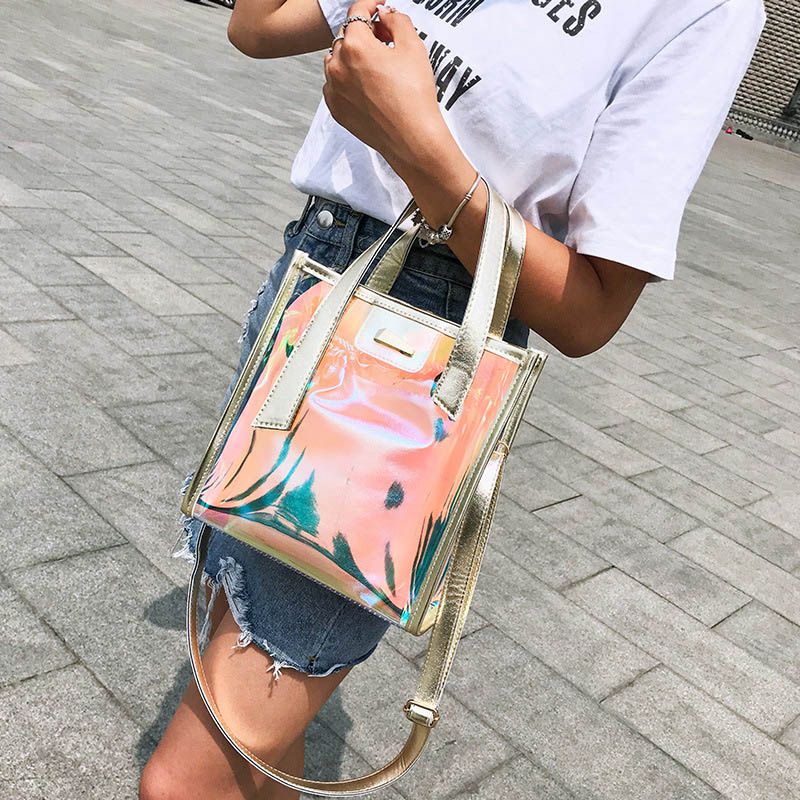 Wholesale Fashion Summer Popular Hologram Laser Shiny PVC
