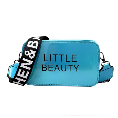 Letters Printed Wide Cloth Shoulder Strap Hologram Laser Camera Bag Design Crossbody Bags For Women