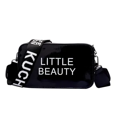 Letters Printed Wide Cloth Shoulder Strap Hologram Laser Camera Bag Design Crossbody Bags For Women