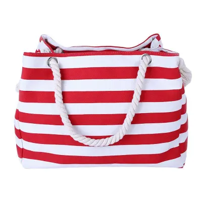 Simple Classic Burly Thick Rope Shoulder Handle Plus Large Capacity Shoulder Bags With Stripes Pattern
