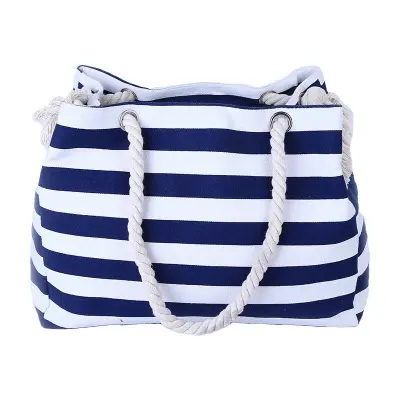 Simple Classic Burly Thick Rope Shoulder Handle Plus Large Capacity Shoulder Bags With Stripes Pattern