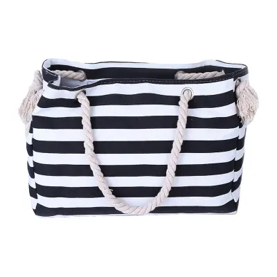 Simple Classic Burly Thick Rope Shoulder Handle Plus Large Capacity Shoulder Bags With Stripes Pattern