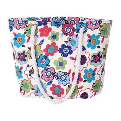 Simple Fresh Beach Holiday Sunflowers Printed Hemp Rope Single-Shoulder Handle Canvas Box Bags For Women
