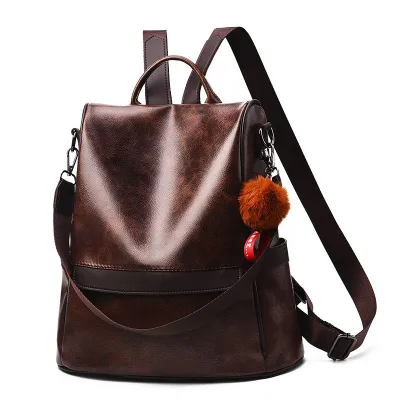 Women's Fashion Solid Color PU Leather Geometric Shape Backpack