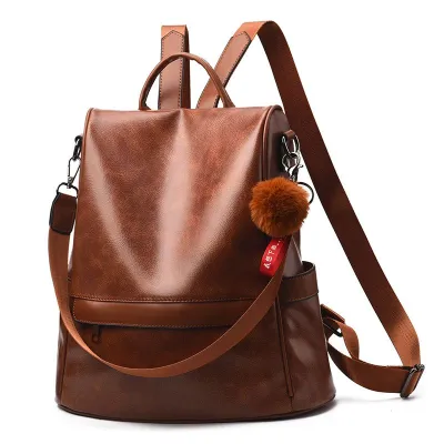 Women's Fashion Solid Color PU Leather Geometric Shape Backpack