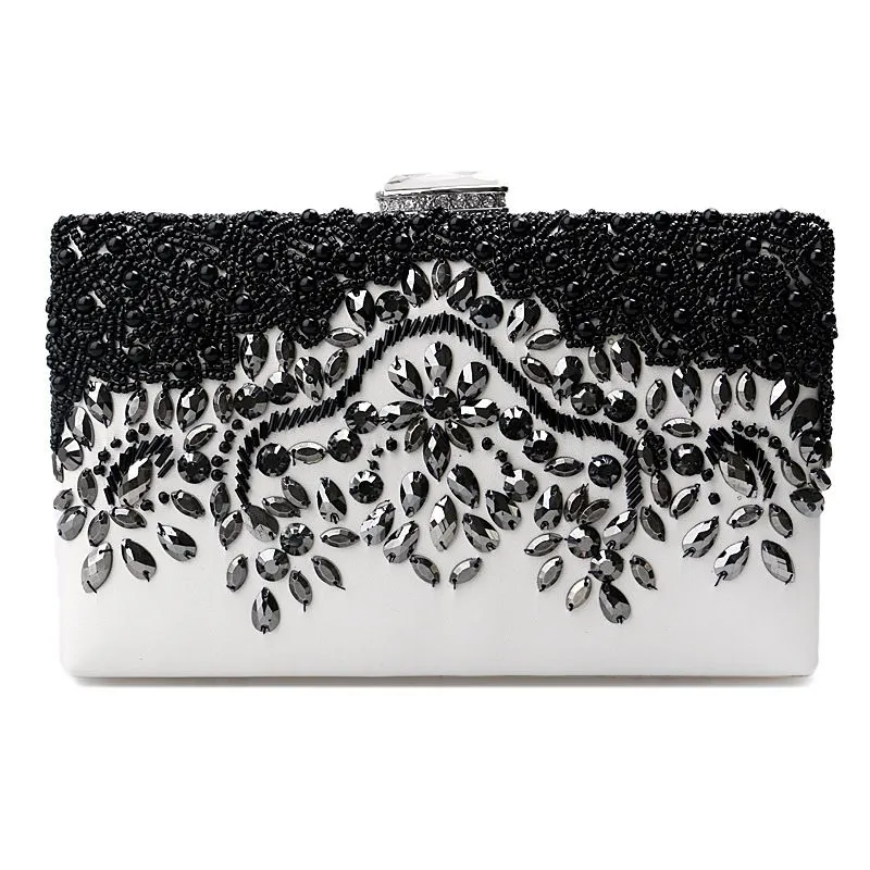 Women Luxury Crystal Beads Embroidered Top Grade Evening Party Bag