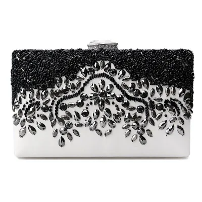 Women Luxury Crystal Beads Embroidered Top Grade Evening Party Bag