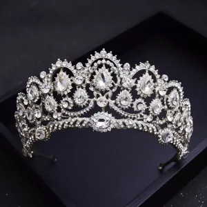 New Trendy Rose Gold Alloy Crown Hair Hoop with Pave Crystal