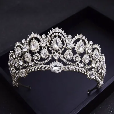 New Trendy Rose Gold Alloy Crown Hair Hoop with Pave Crystal
