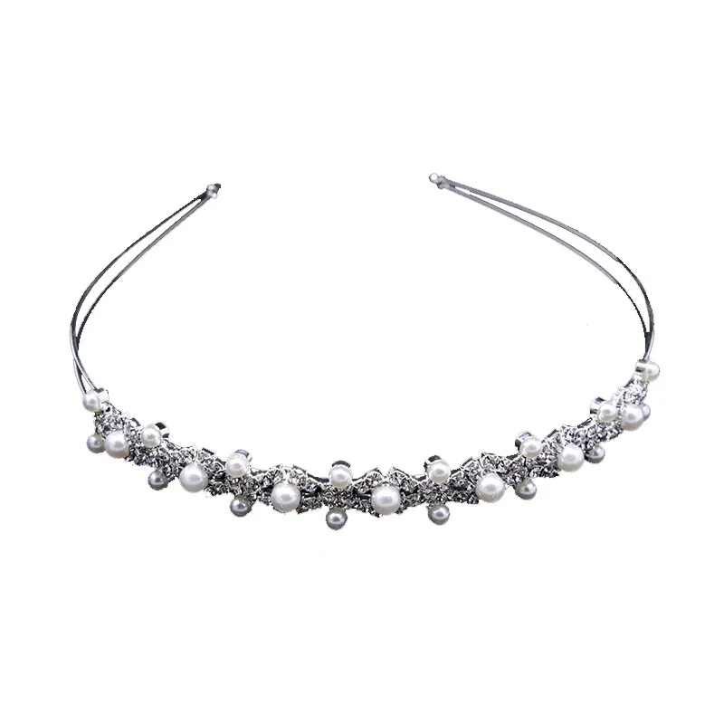 Trendy Rhinestone XXX Shape Design With Imitation Pearls Wedding Bride's Tiara Crown