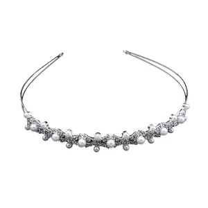 Trendy Rhinestone XXX Shape Design With Imitation Pearls Wedding Bride's Tiara Crown