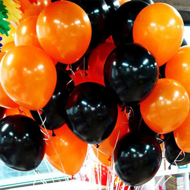 100 Pcs Pack 10 Inch 2.2g Latex Halloween Festive Party DIY Decorations Orange Black Balloons