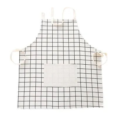 Fashion Plaid Style Home Kitchen Anti-Water Oilproof Lace Up Cloth Apron With Pocket