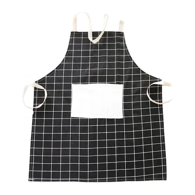 Fashion Plaid Style Home Kitchen Anti-Water Oilproof Lace Up Cloth Apron With Pocket