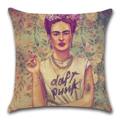 European Classical Frida Kahlo Self Portrait Printed Cushion Cover for Living Room
