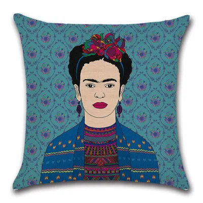 European Classical Frida Kahlo Self Portrait Printed Cushion Cover for Living Room