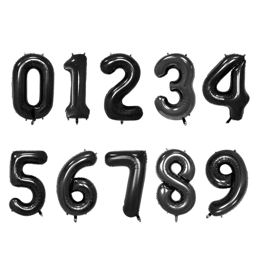40 Inches Aluminum Foil Wedding Party DIY Decorations Black Number Balloons