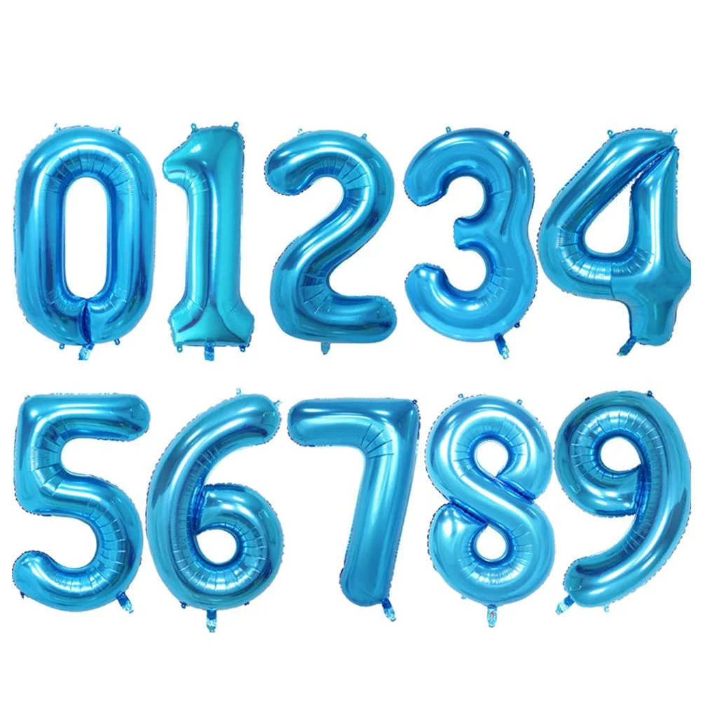 40 Inches Aluminum Foil Wedding Party DIY Decorations Blue Number Balloons