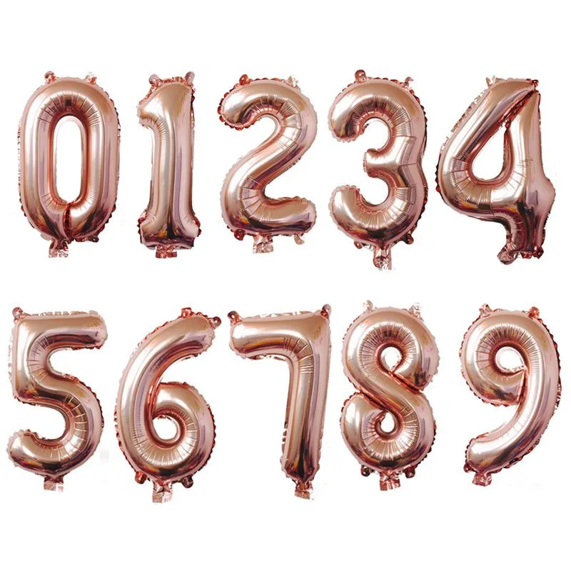 32 Inches Aluminum Foil Party DIY Decorations Rose Gold Number Balloons