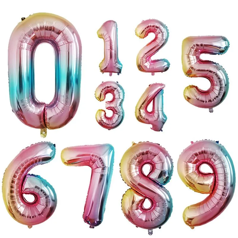 32 Inches Aluminum Foil Party DIY Decorations Multicolor Number Balloons