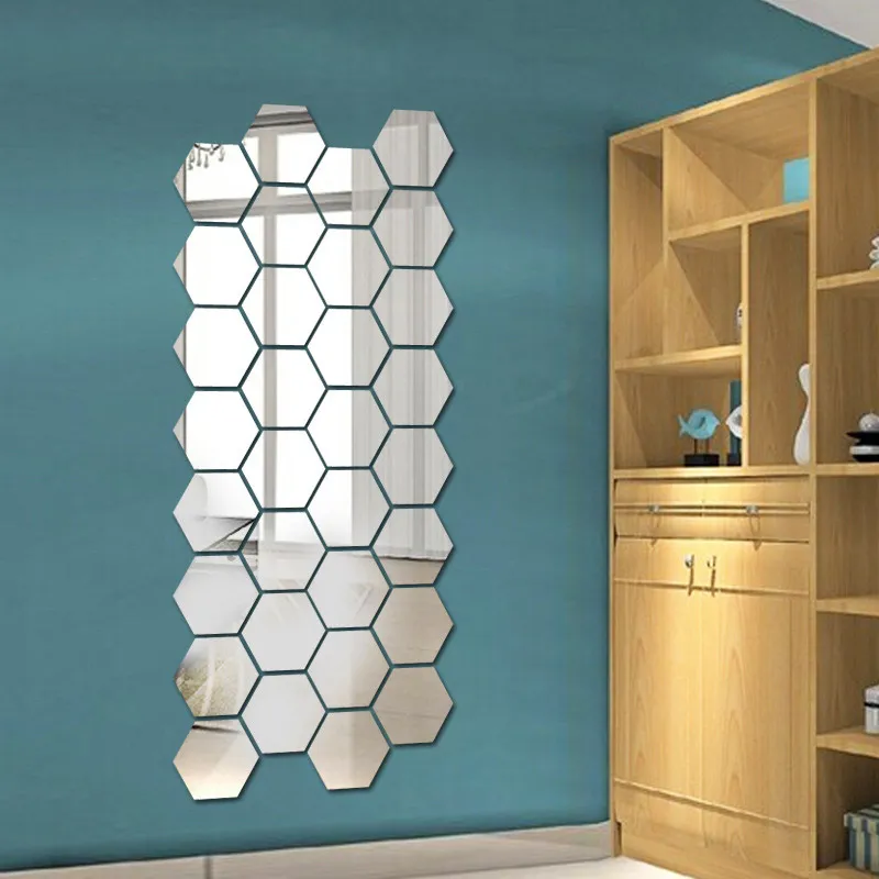 High Quality Personality Hallway Porch Home Decoration 3D Hexagonal Acrylic DIY Wall Sticker